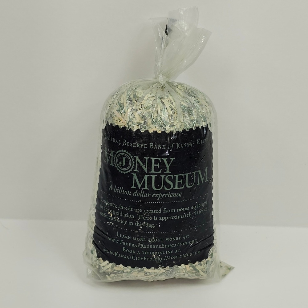 Federal Reserve Bank Kansas City Money Museum Shredded Currency Souvenir Bag